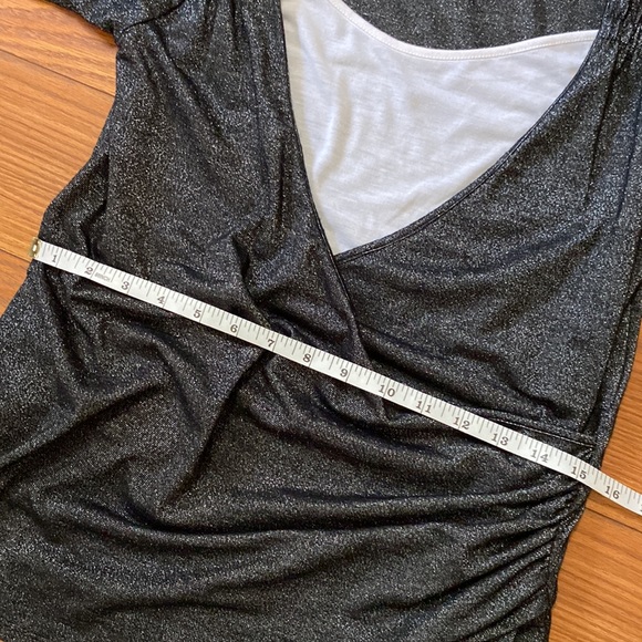 Announcemens maternity women’s black metallic top/blouse Rayon white insert S - Picture 10 of 12